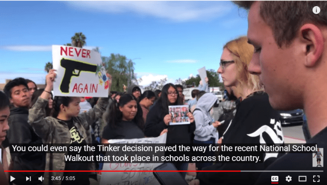 Tinker vs Des Moines and recent school walkout